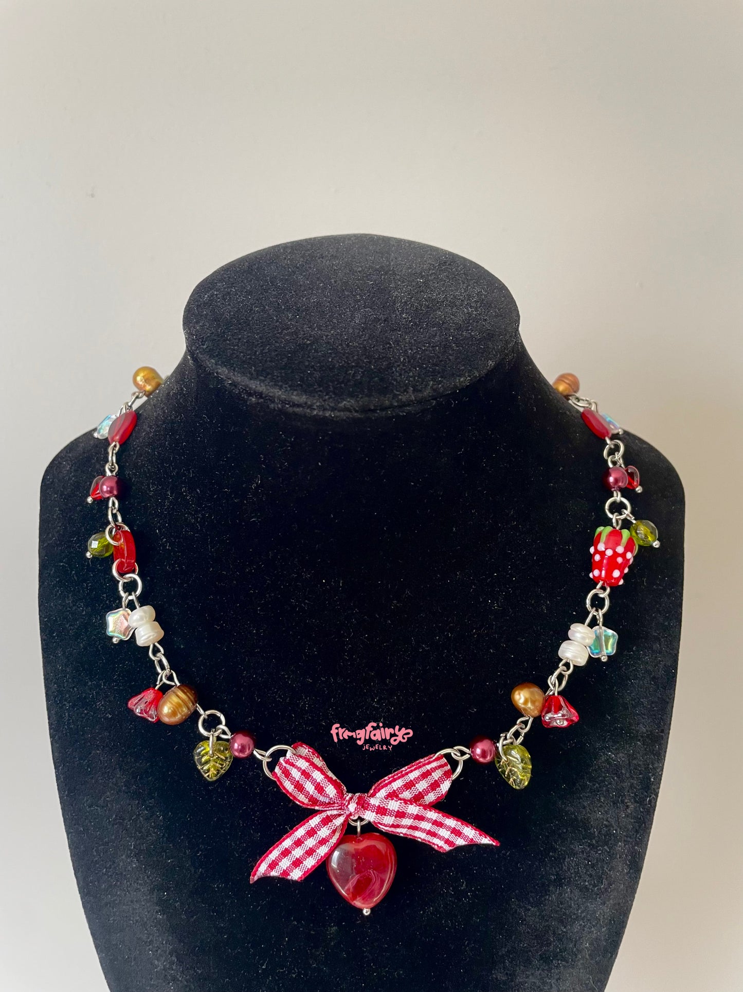 gingham berry necklace