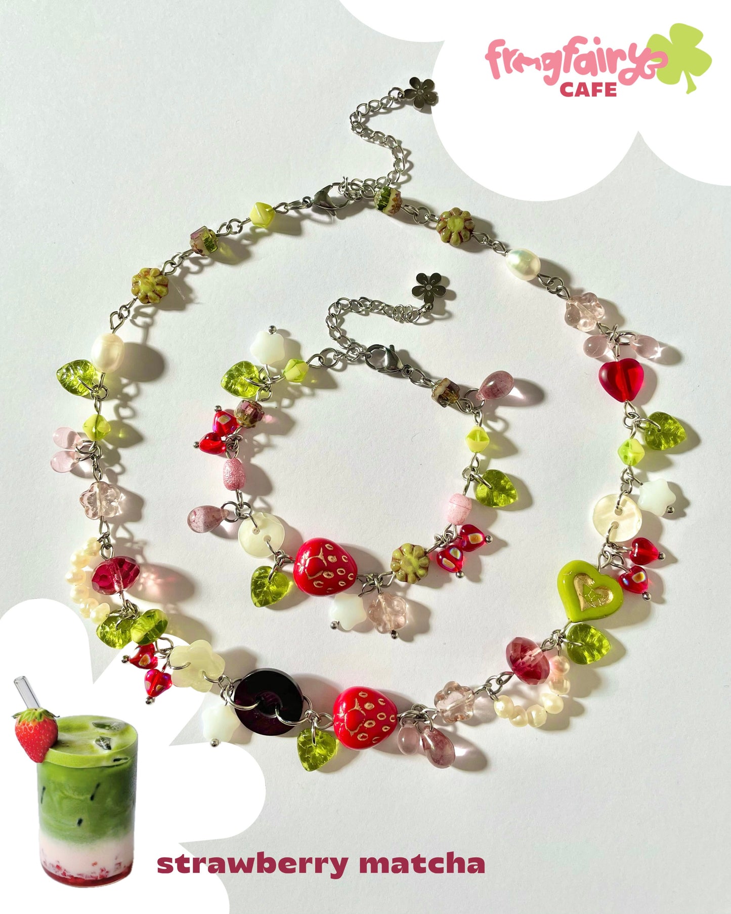 strawberry matcha bracelet