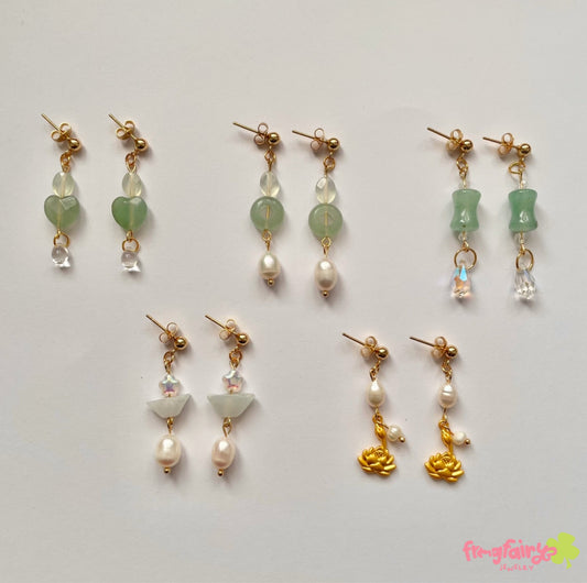 Jade/pearl earrings