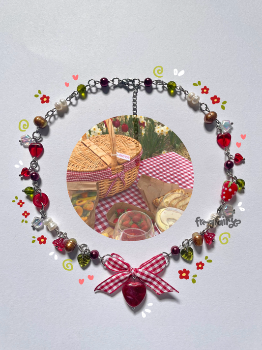 gingham berry necklace