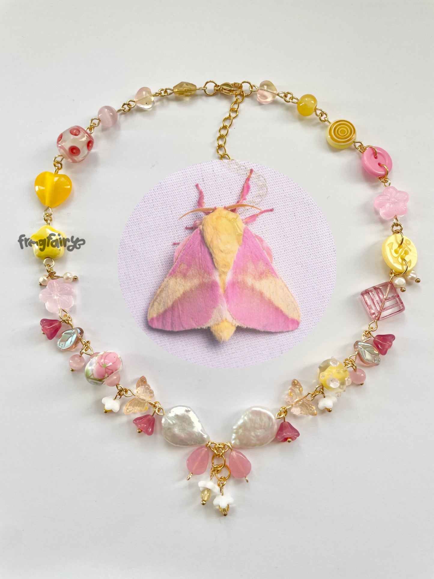 rosy maple moth necklace