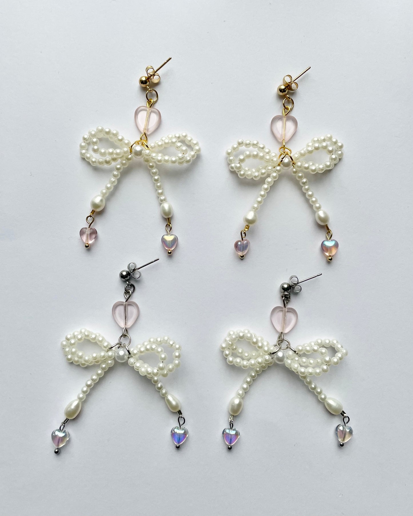 pearl bow earrings