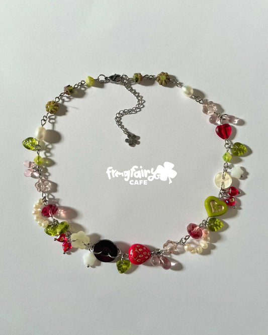 strawberry matcha necklace
